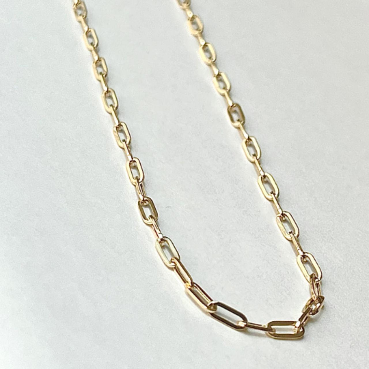 14k real Gold paperclip Necklace | A Perfect... - Depop