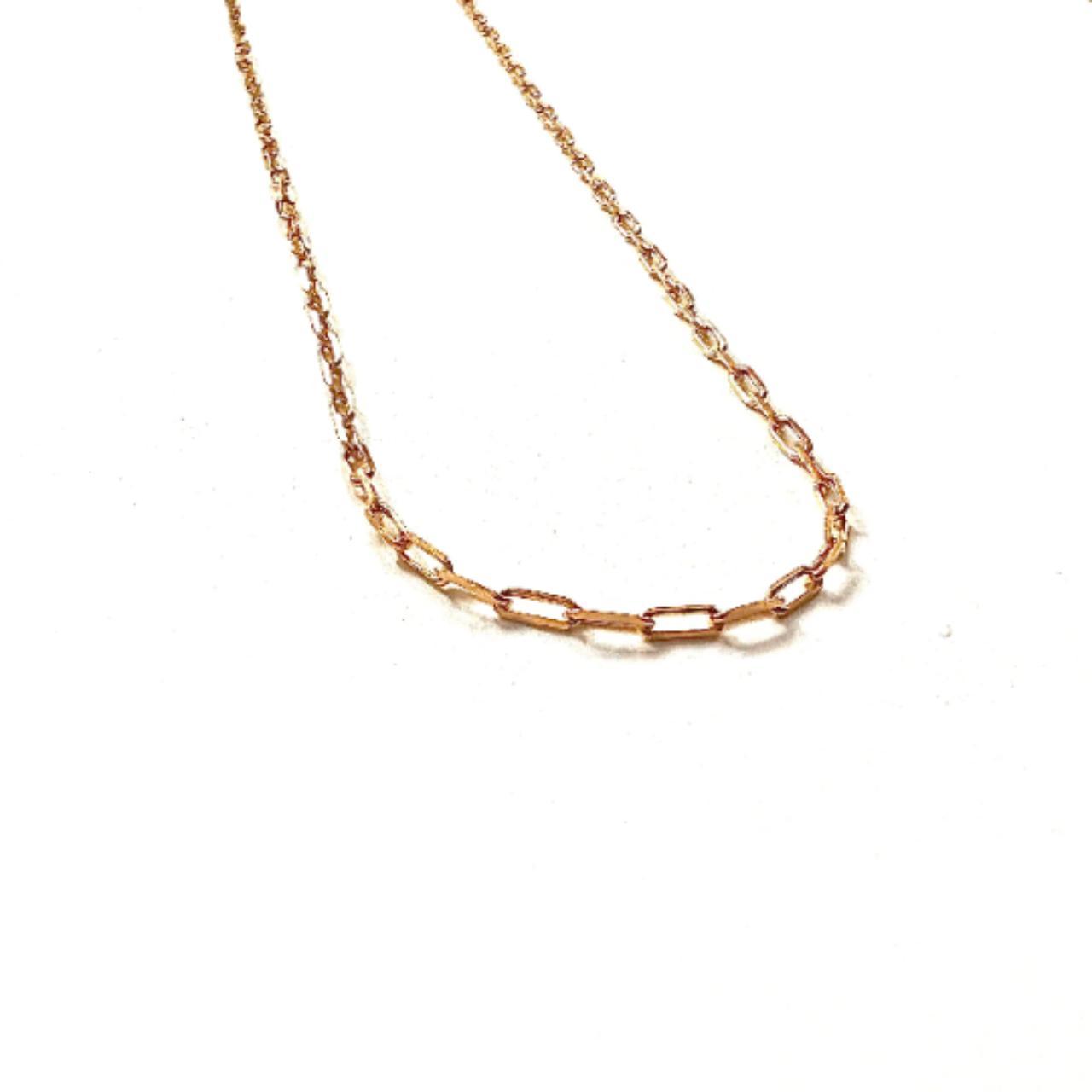14k Solid Gold paperclip necklace | 1.5 mm paperclip... - Depop