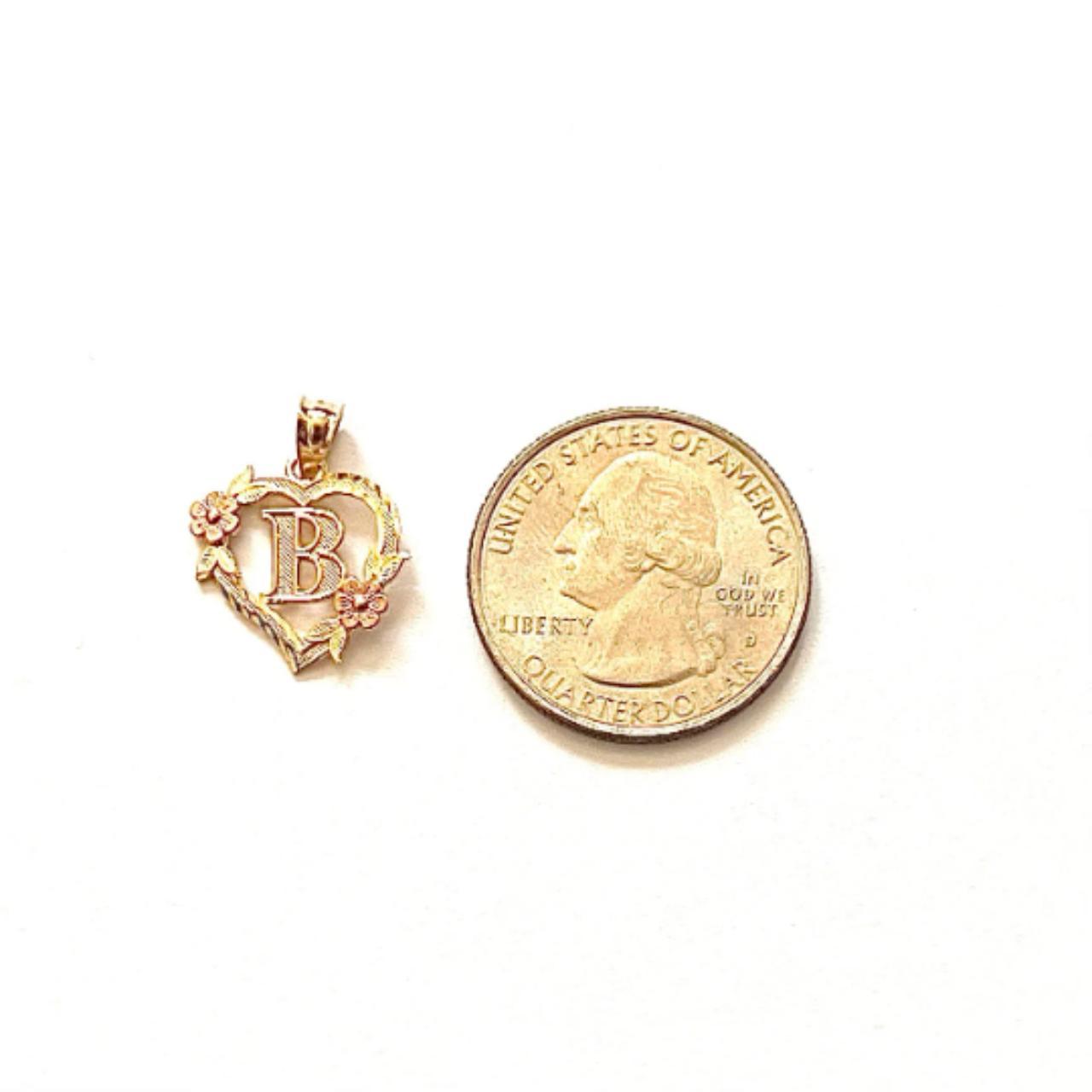 14k solid gold Initial B heart Charm letter B... Depop