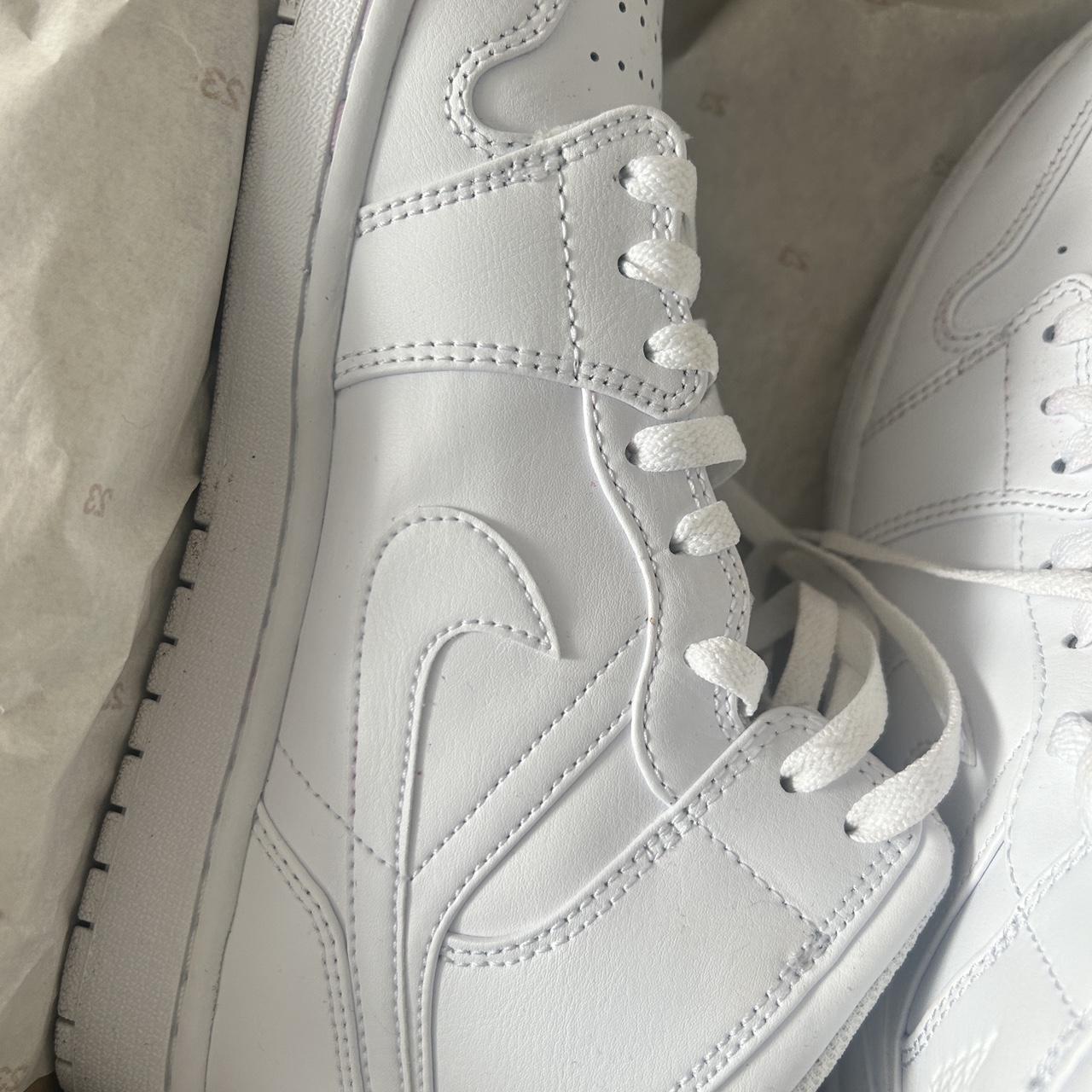 Triple white Jordan 1 mid - worn once not a fan of... - Depop