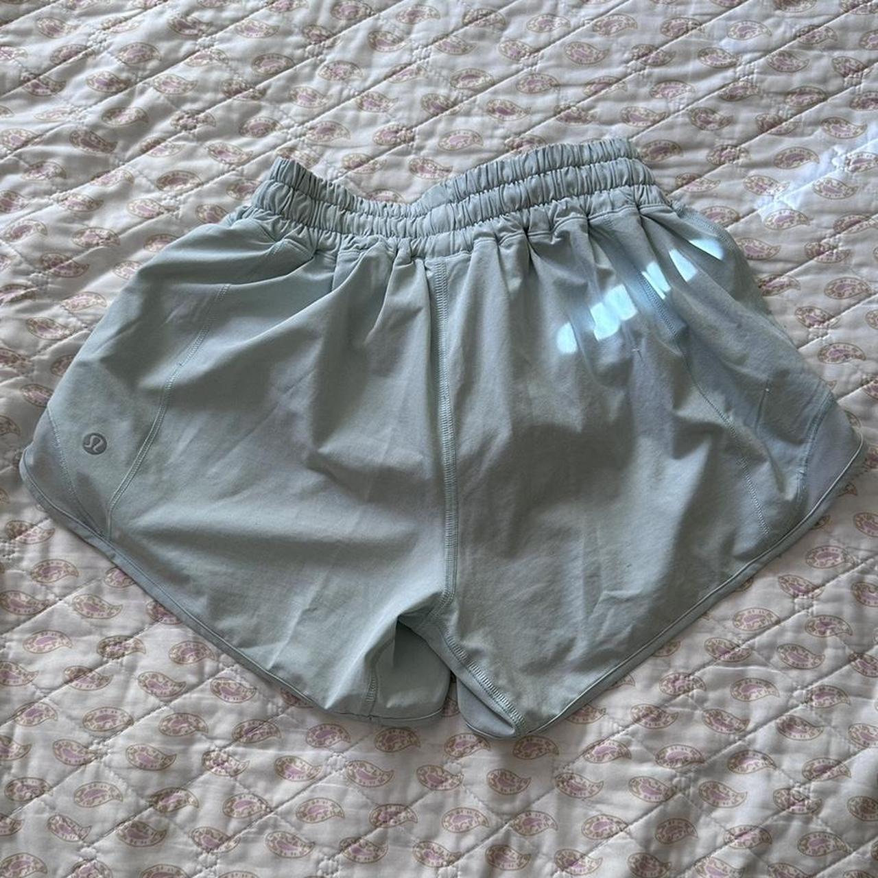 light minty blue lululemon hotty hot shorts size 2,... - Depop