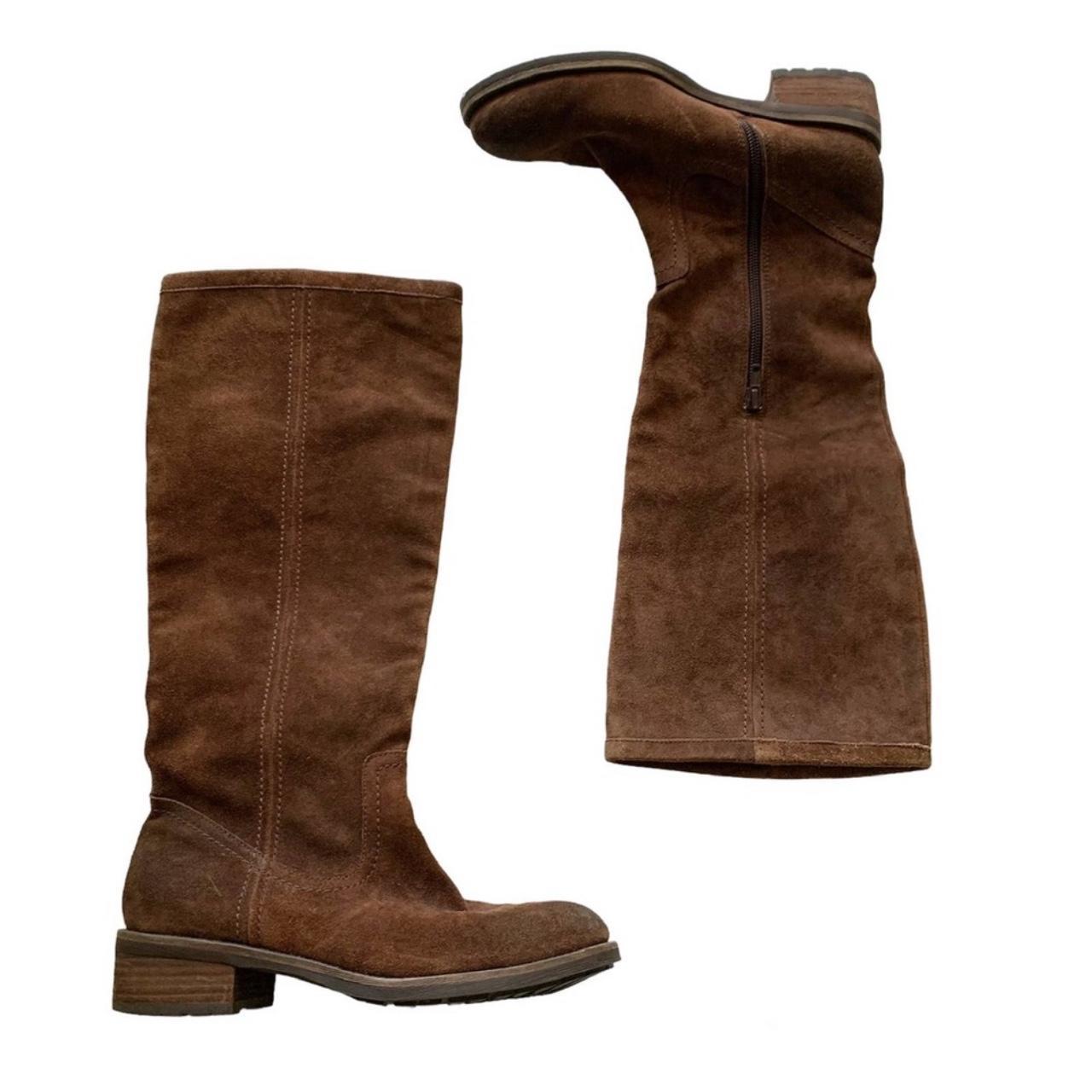 krafty honey brown suede leather knee high boots