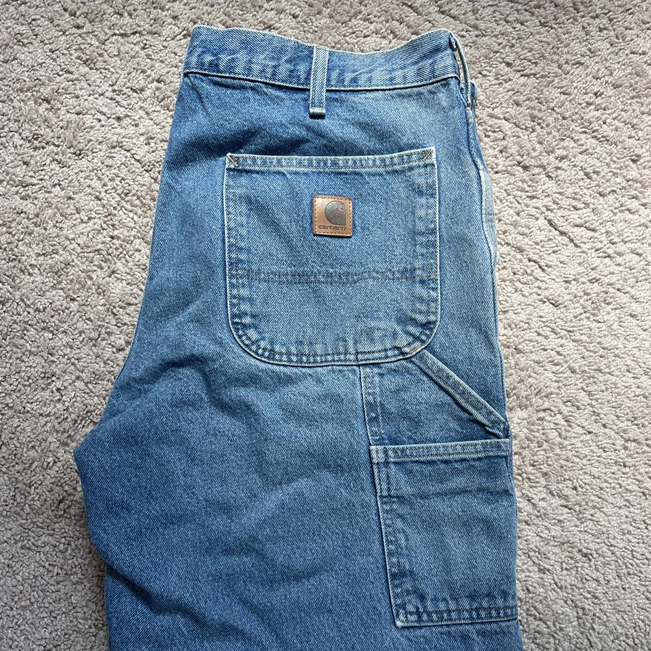 Carhartt Baggy Work Jeans in size 34X32. Light blue... - Depop