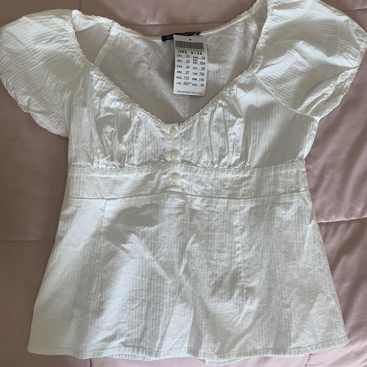 brandy melville blair cotton ruffle top nothing... - Depop