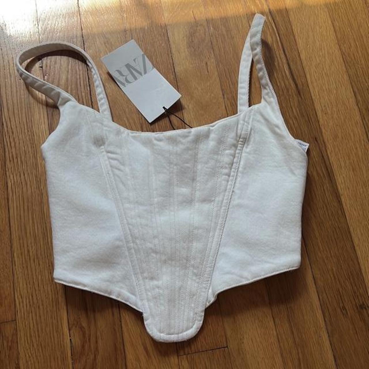 Zara Women's White Corset Depop