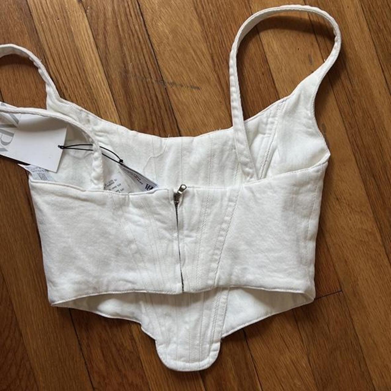 Zara Women's White Corset Depop