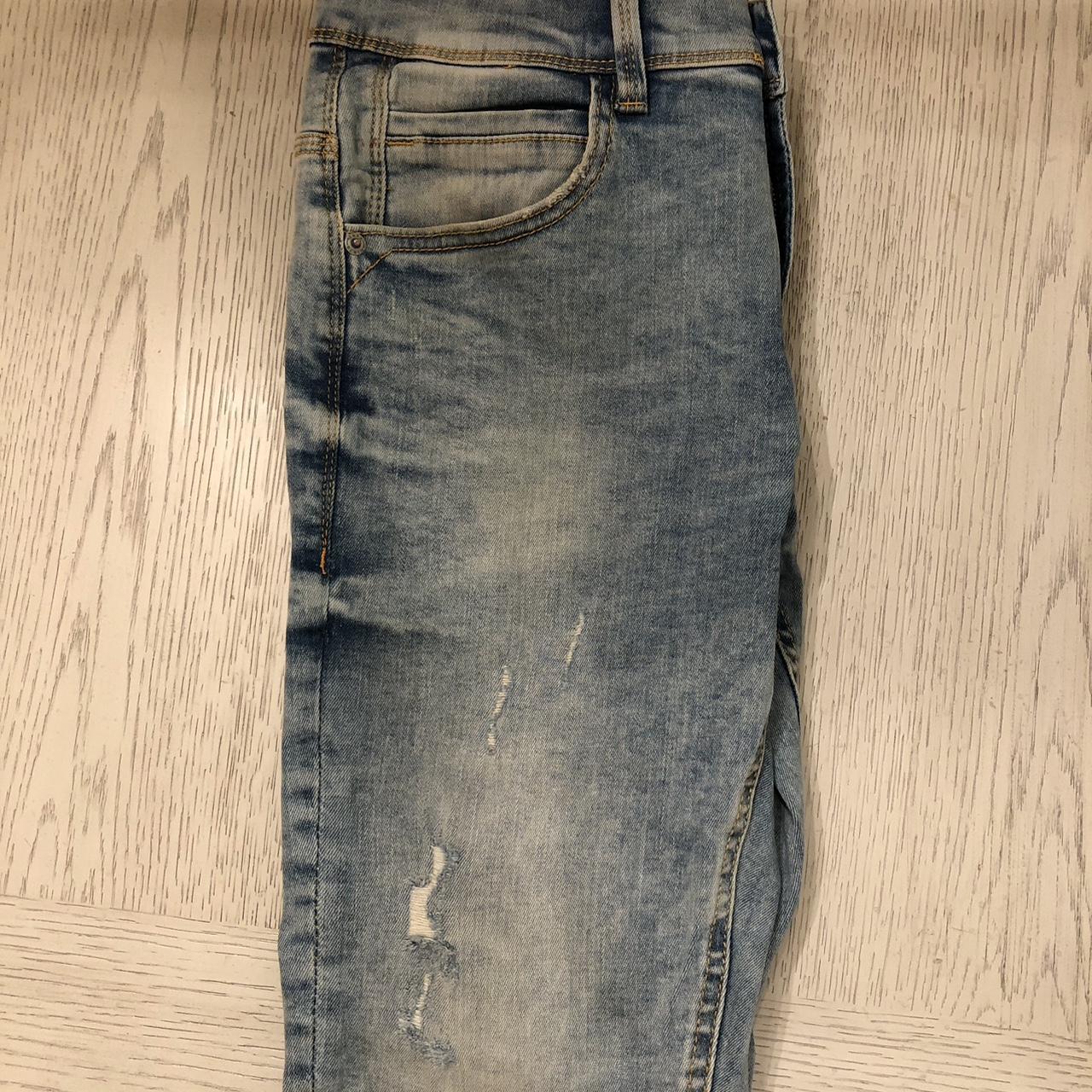 Semi distressed used light wash Zara jeans condition... Depop
