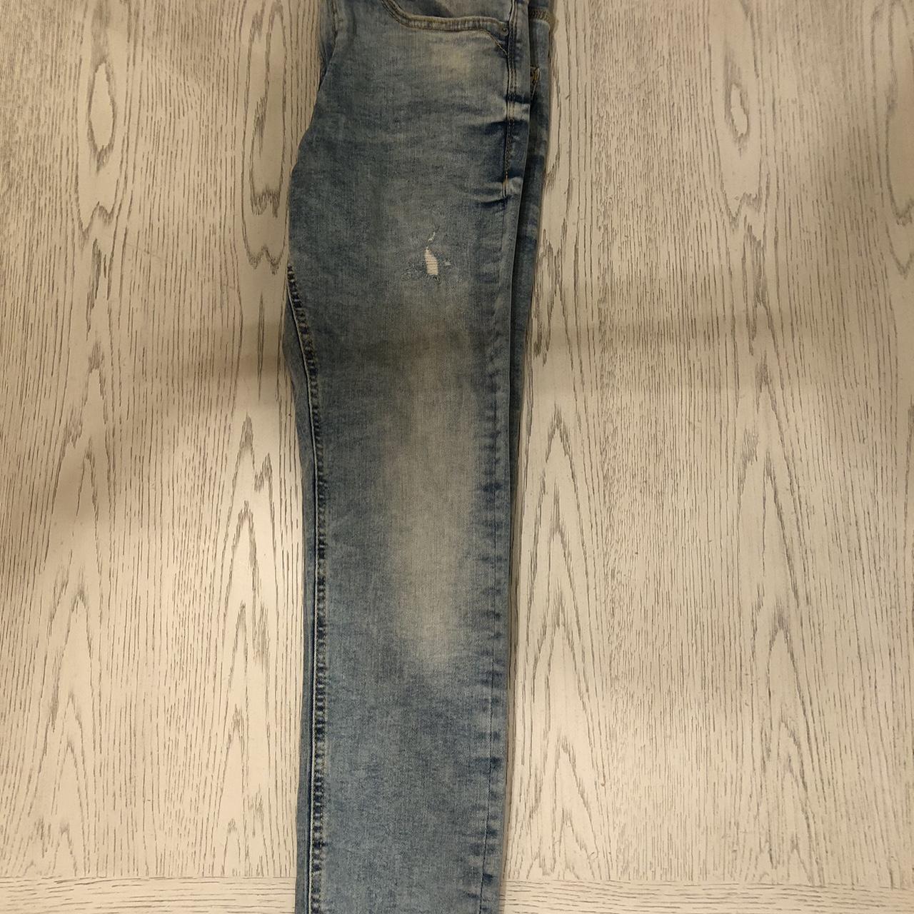 Semi distressed used light wash Zara jeans condition... Depop