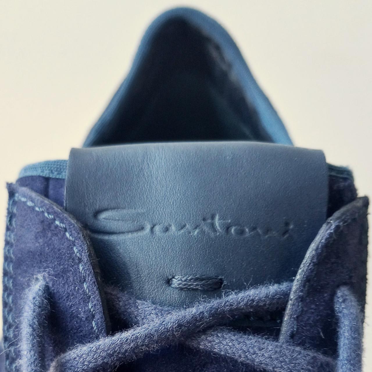 Santoni Denim Blue Suede Trainer