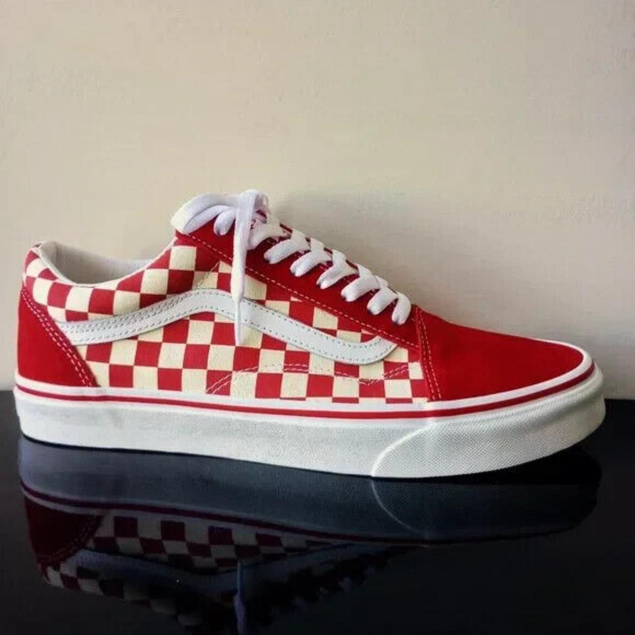 Vans old skool racing best sale red white