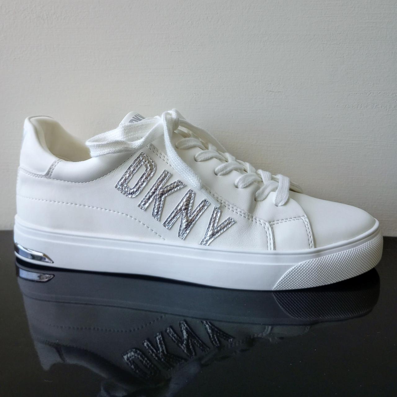 DKNY Women s Adria Logo Soft Faux Leather Sneaker in