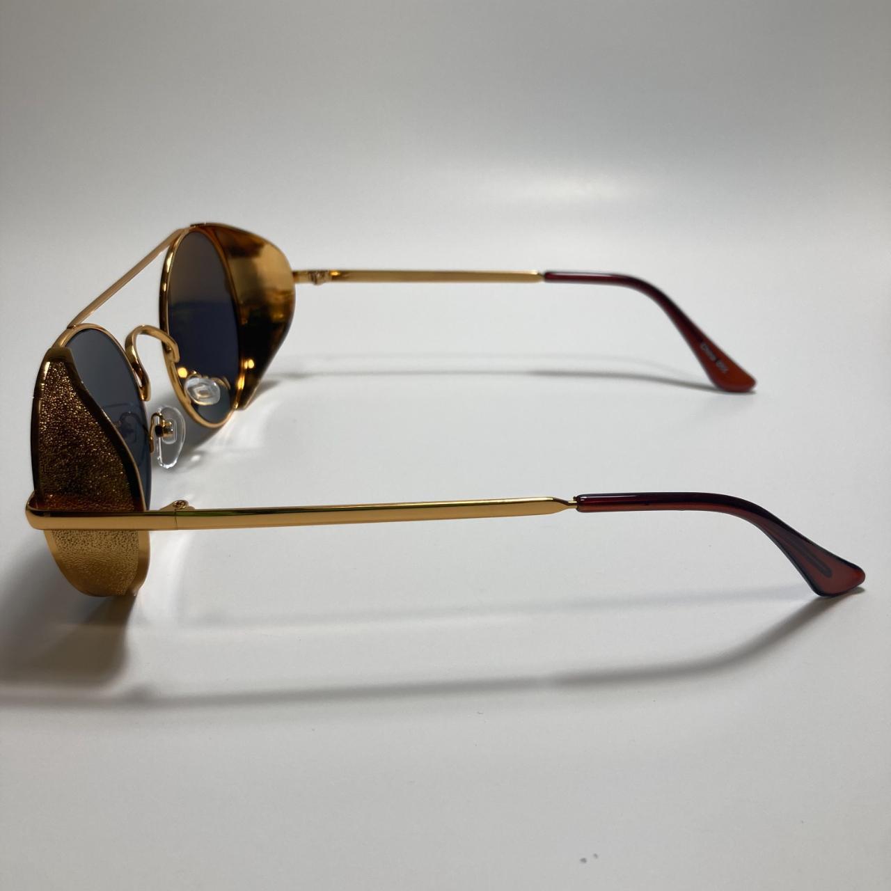 Mens Black And Gold Sunglasses Depop