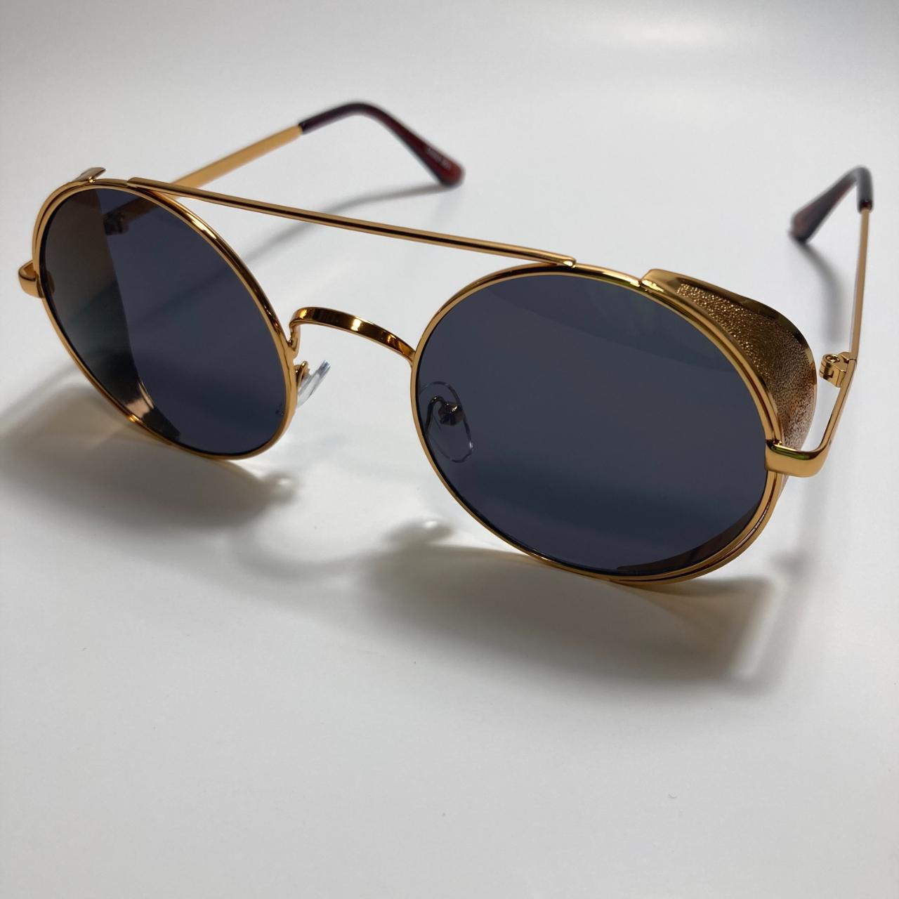 Men's Black and Gold Sunglasses Depop