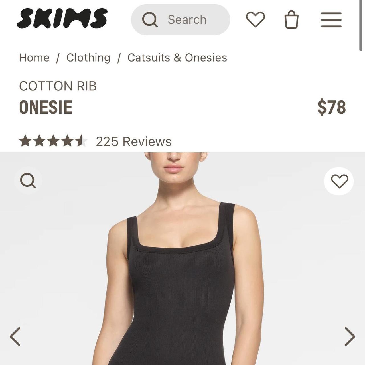 Skims Cotton Rib Onesie Jumpsuit in Black