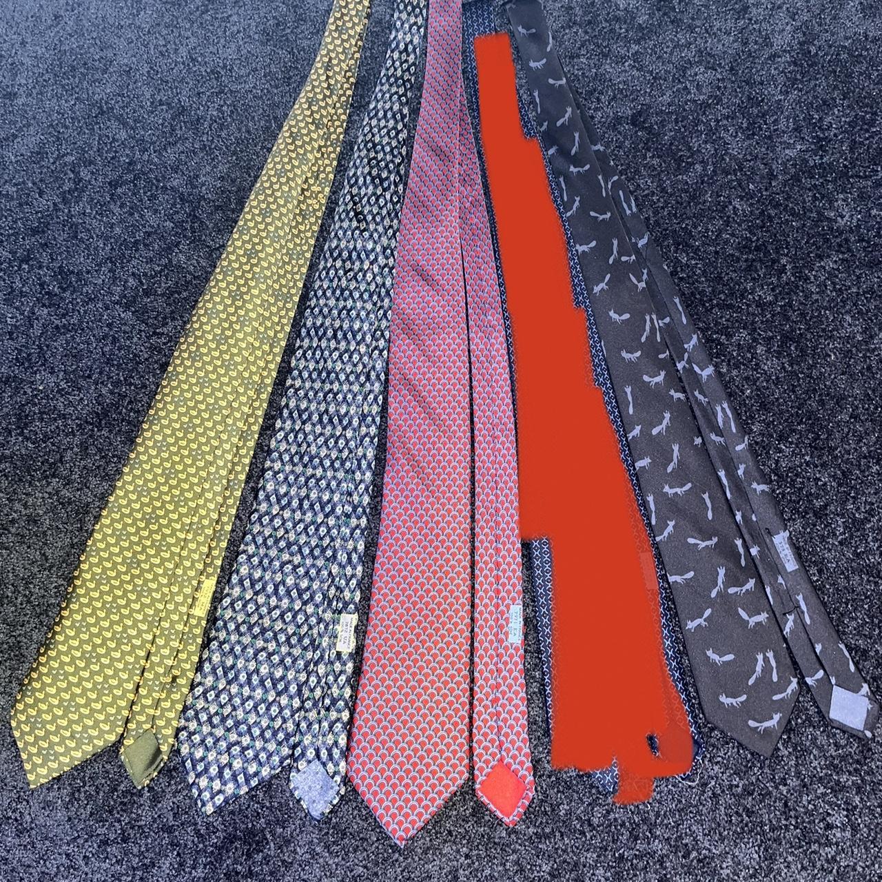 Lot of 4 Hermes Ties (100 Silk) Red tie marked in... Depop