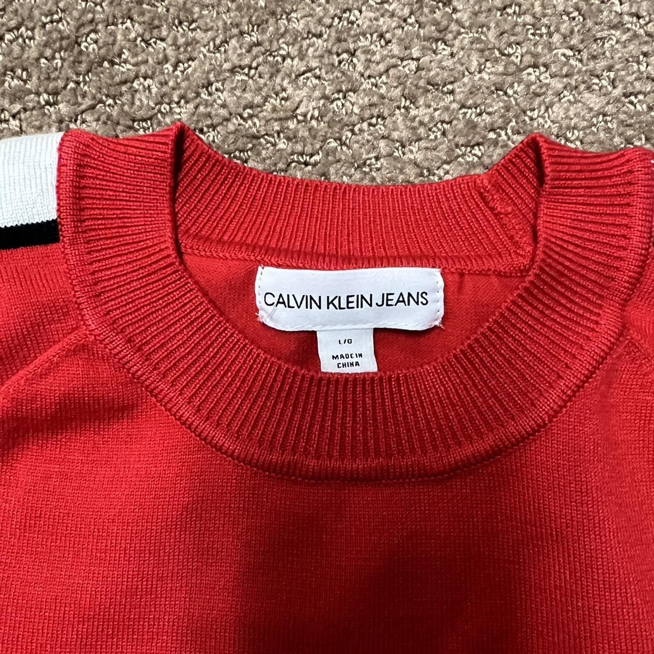 Red calvin best sale klein jumper