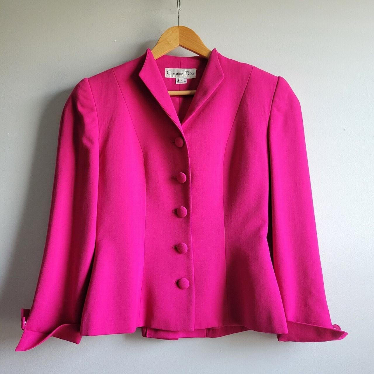 Fall 1998 Christian Dior Vibrant Pink Mohair Skirt  Jacket Suit   Shrimpton Couture