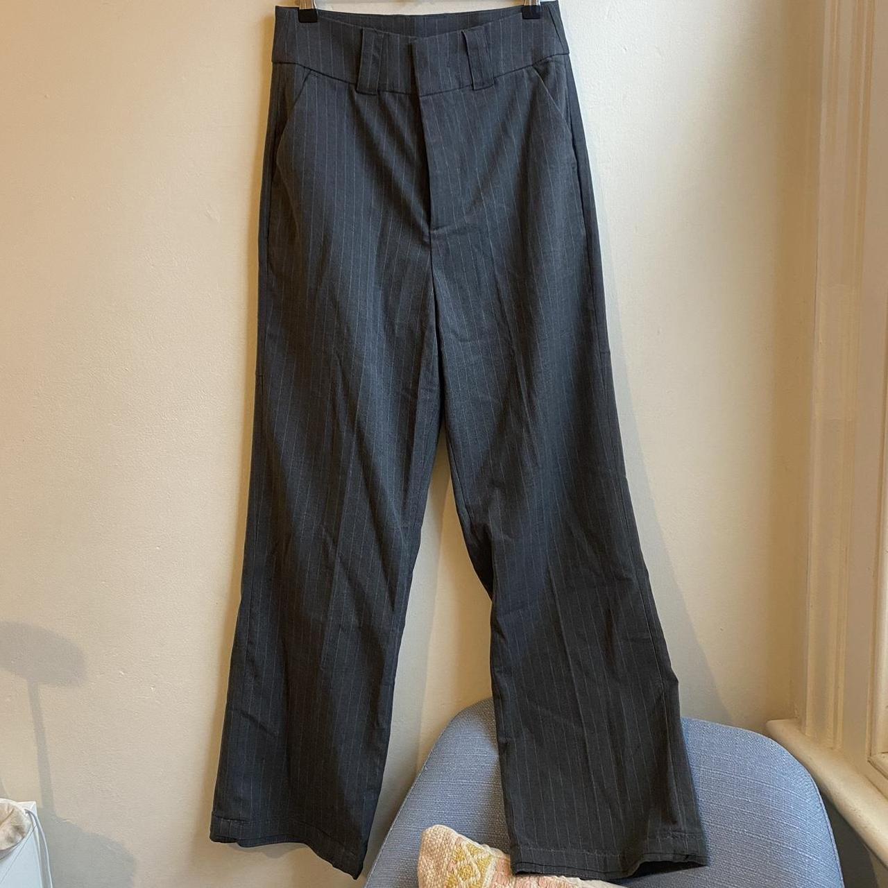 Danny pinstripe pants in grey High-waisted pants in - Depop
