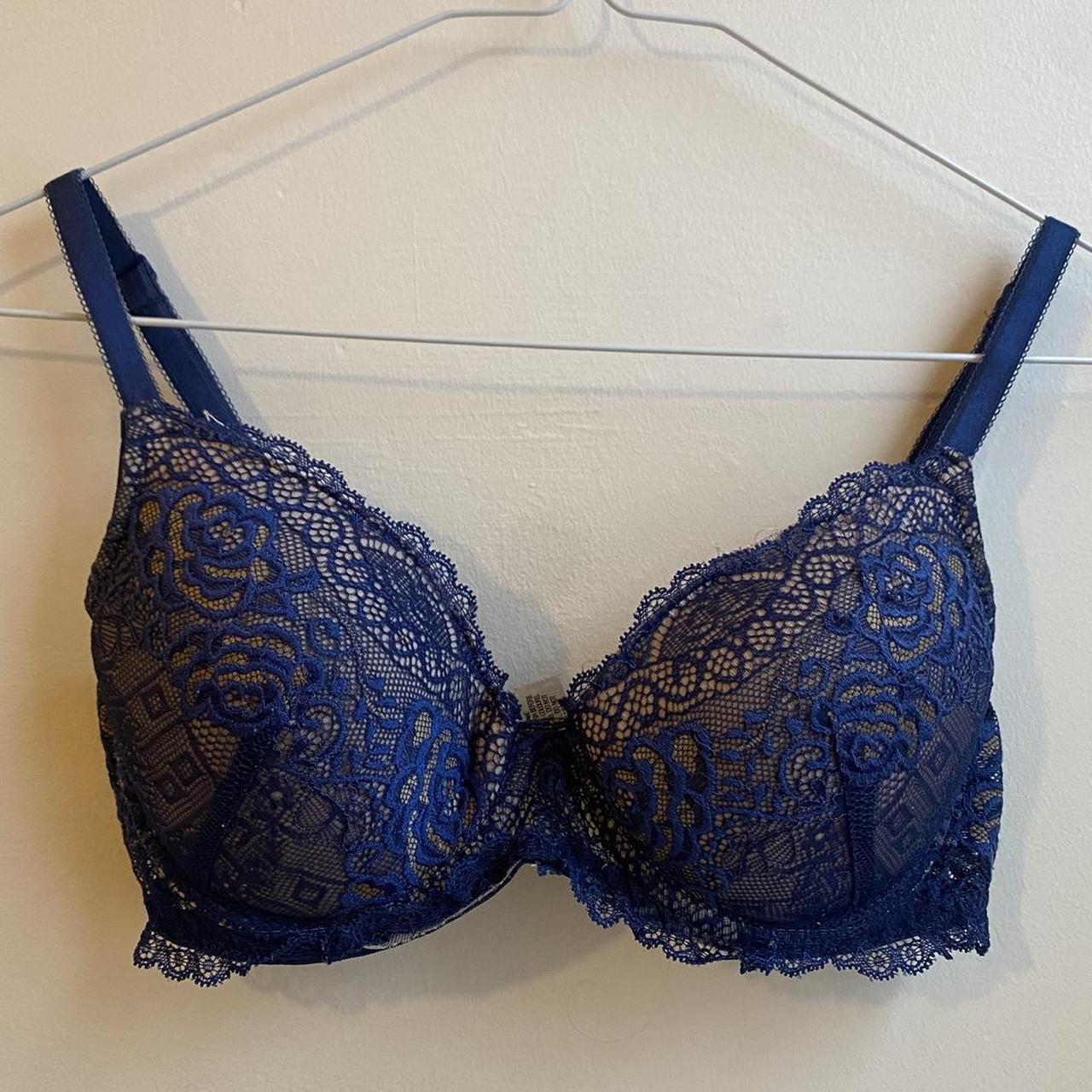 cutest navy blue lace bra 10B would also fit up to... Depop