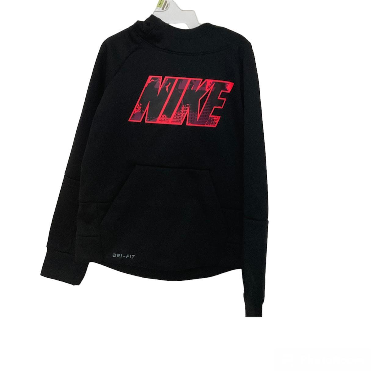 Black nike sweatshirt with red online logo