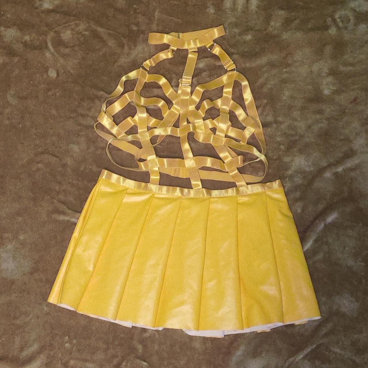 Yellow strappy suspenders skirt. Size 1x3x can be... Depop