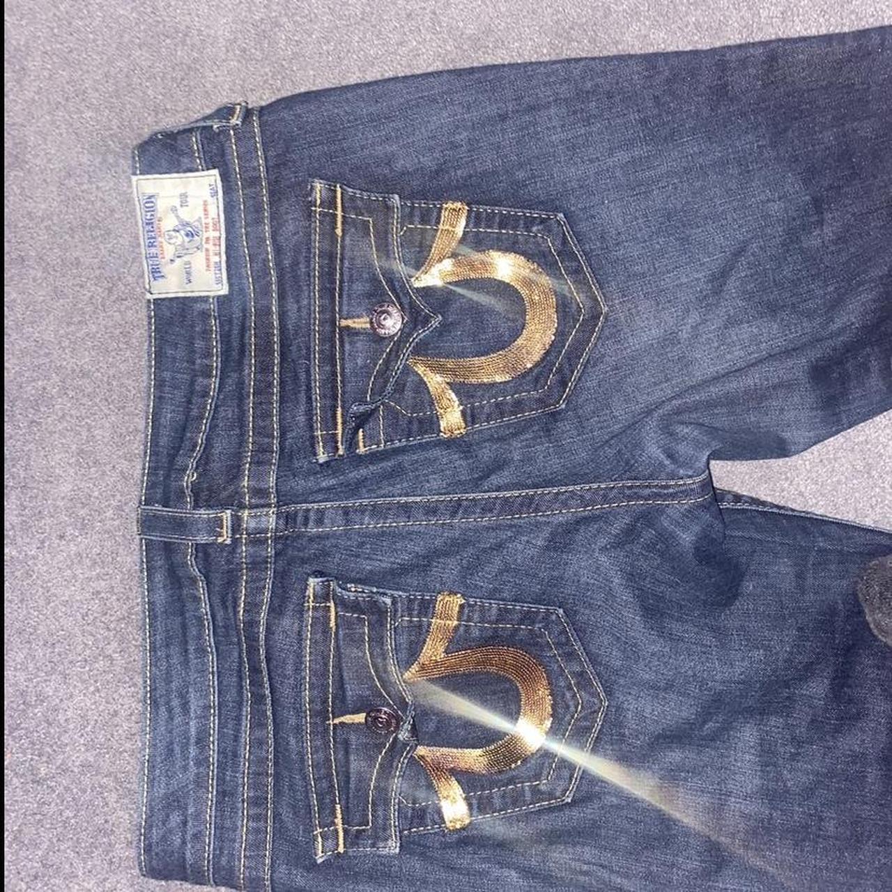 gold sequin true religion bootcut jeans size XS//S Depop