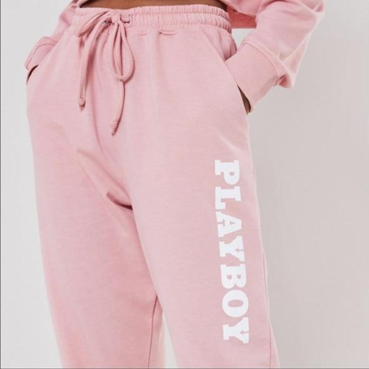 White and best sale pink playboy joggers