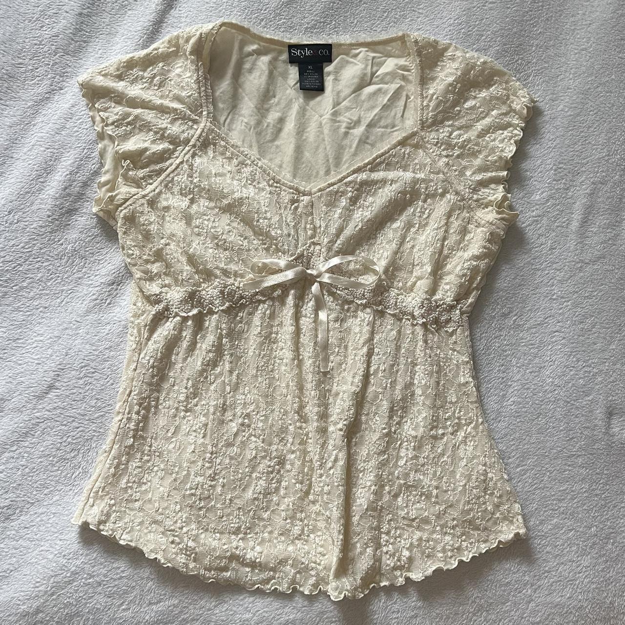 Vintage y2k/2000s dainty angelic coquette lace... - Depop