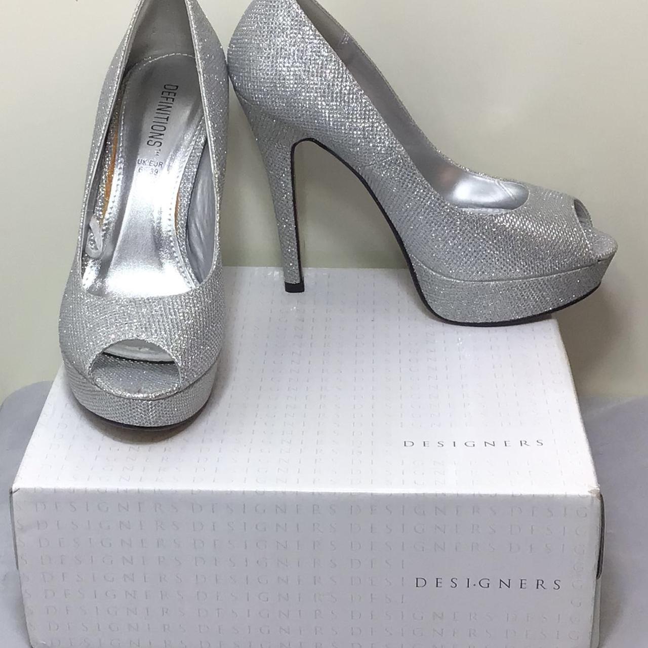 silver peep toe booties