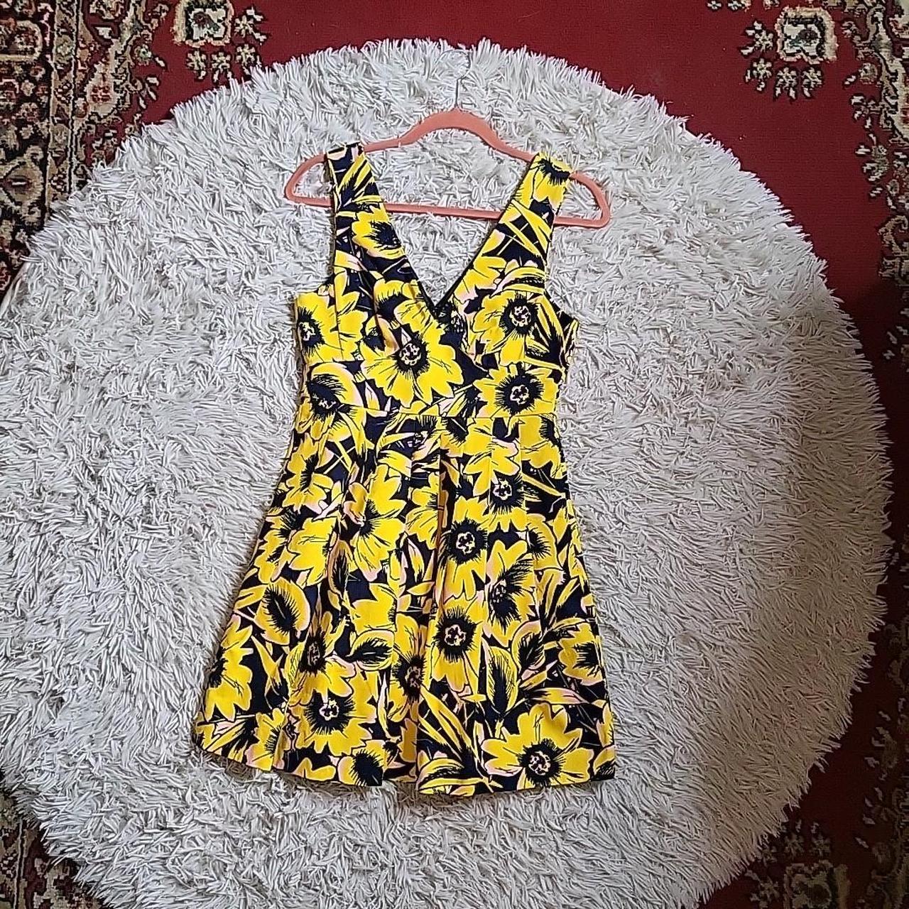 J. Crew Floral Pique V Neck Fit Flare Cocktail. Depop