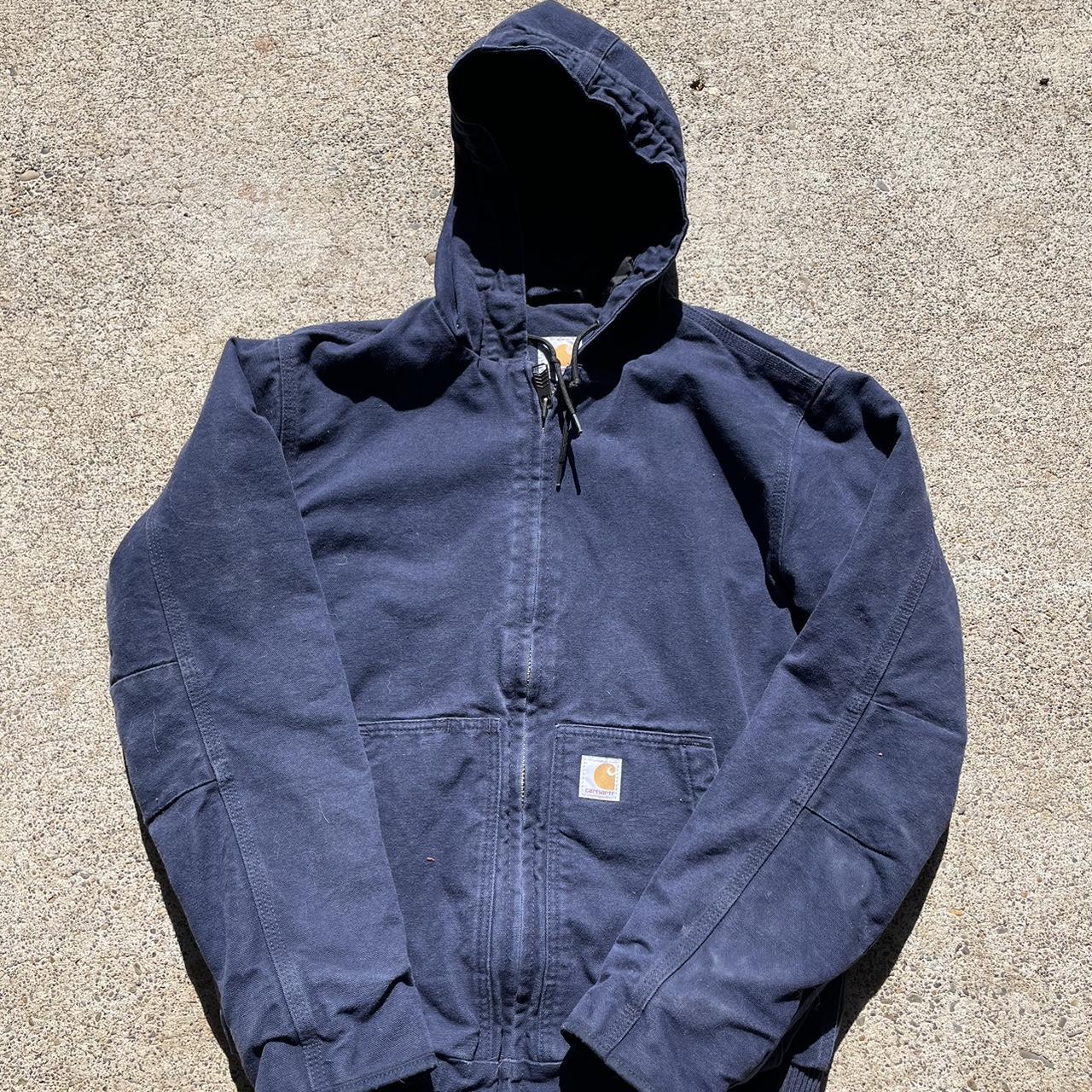 Carhartt Men's Navy and Blue Jacket | Depop