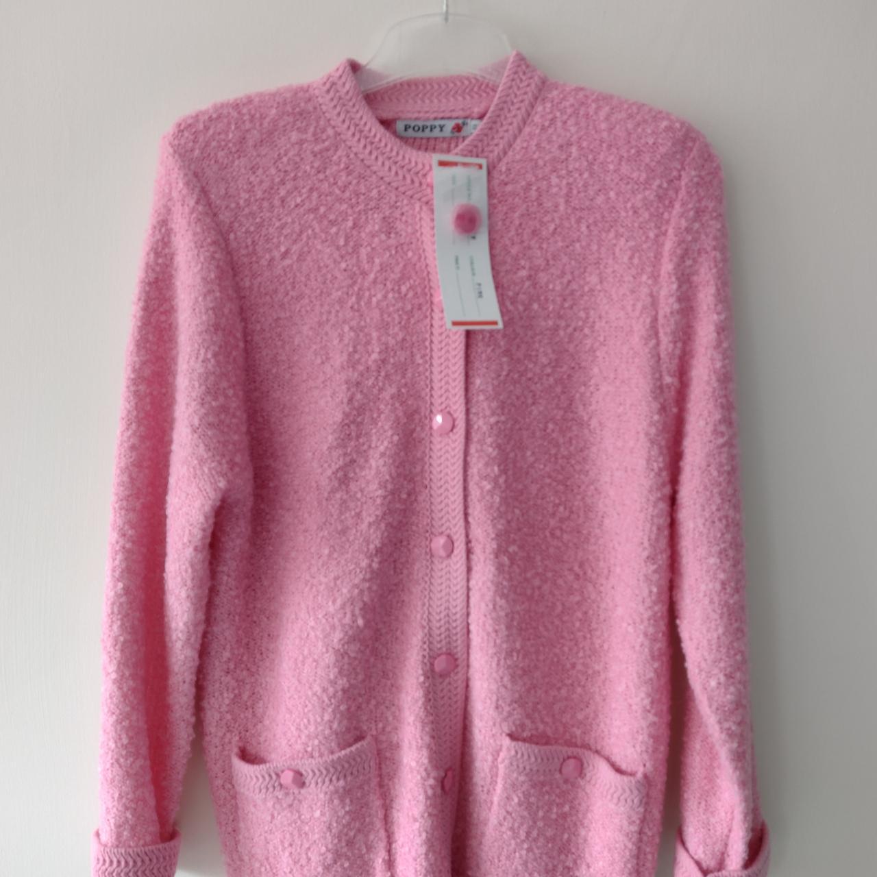 Boucle pink cardigan size 14 by Poppy . Depop