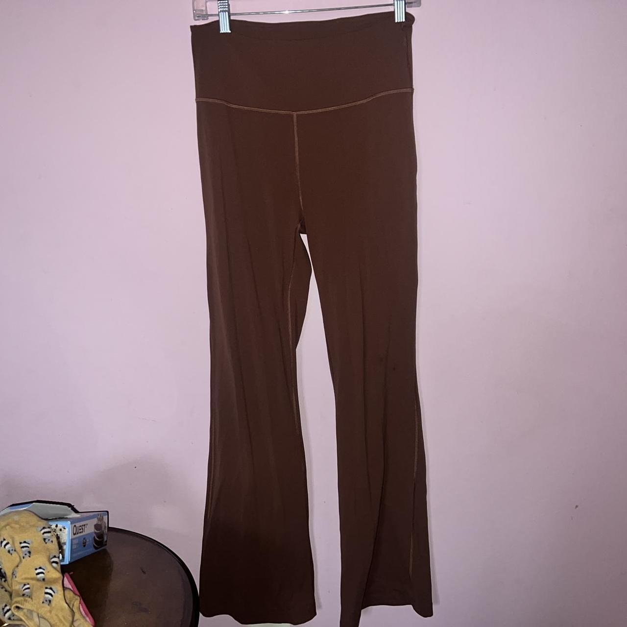 brown lulu lemon yoga pants size 10 women's athletic - Depop