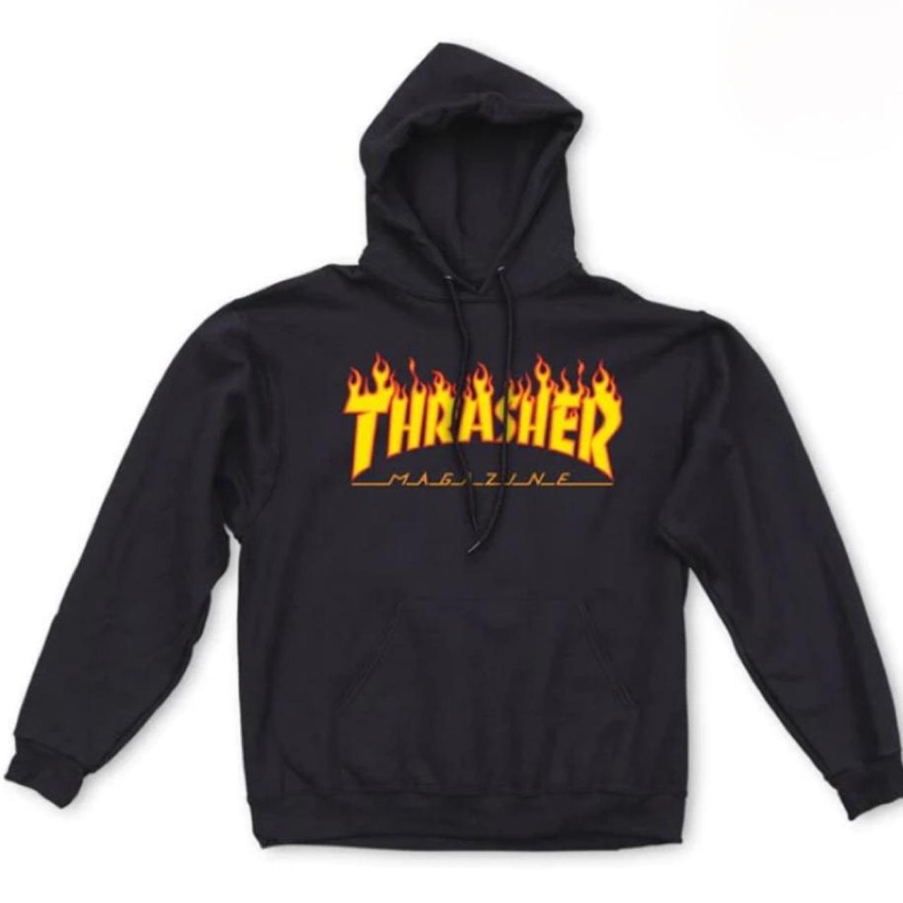 black flame thrasher hoodie worn a few... Depop