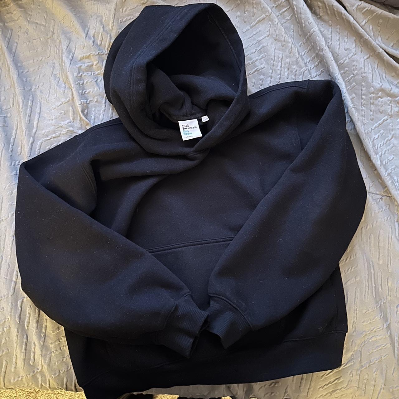 All black terry fleece perfect hoodie from aritzia - Depop