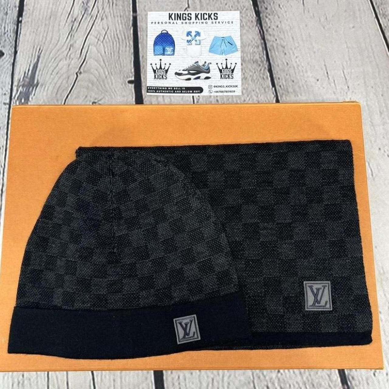 Men’s Louis Vuitton black Scarf and Hat set matching... Depop