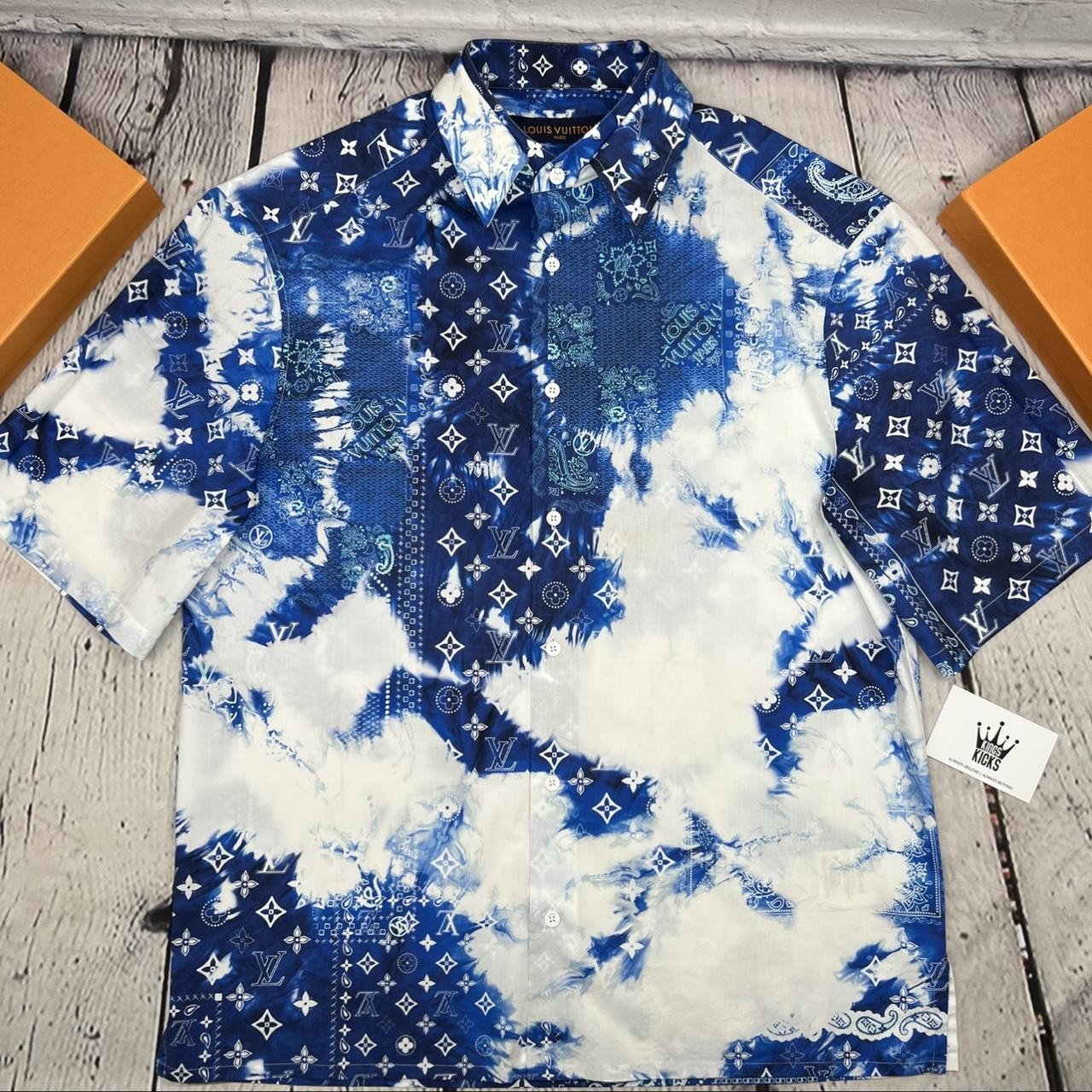 Men’s Louis Vuitton LV shirt bandanna blue NEW... - Depop