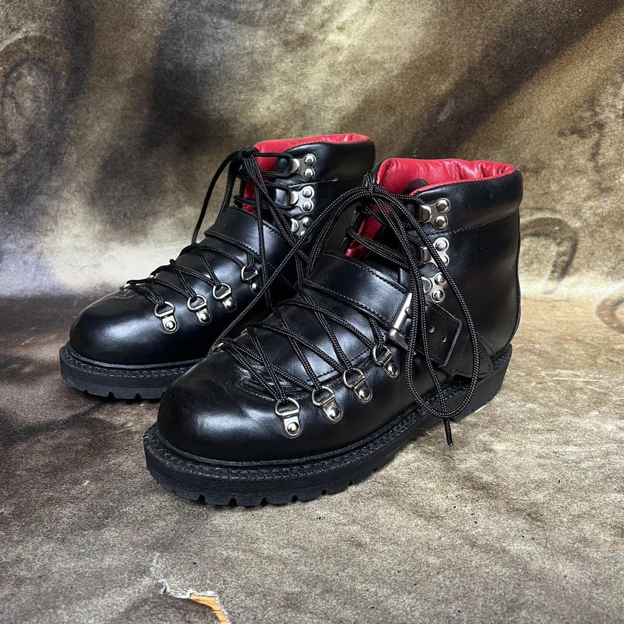 Polo Ralph Lauren black and red leather lace up... - Depop