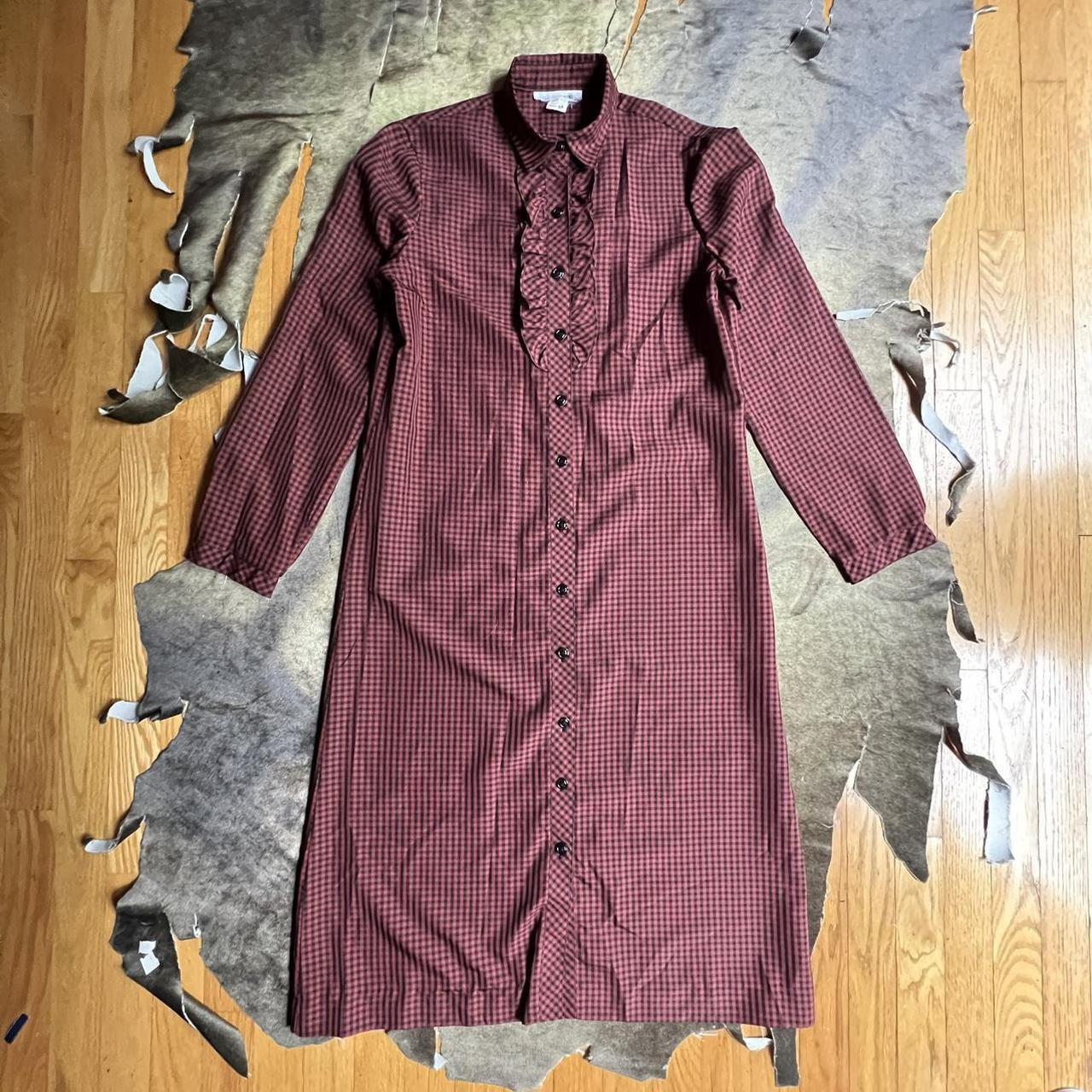 Country and western cherry gingham shirt dress with...