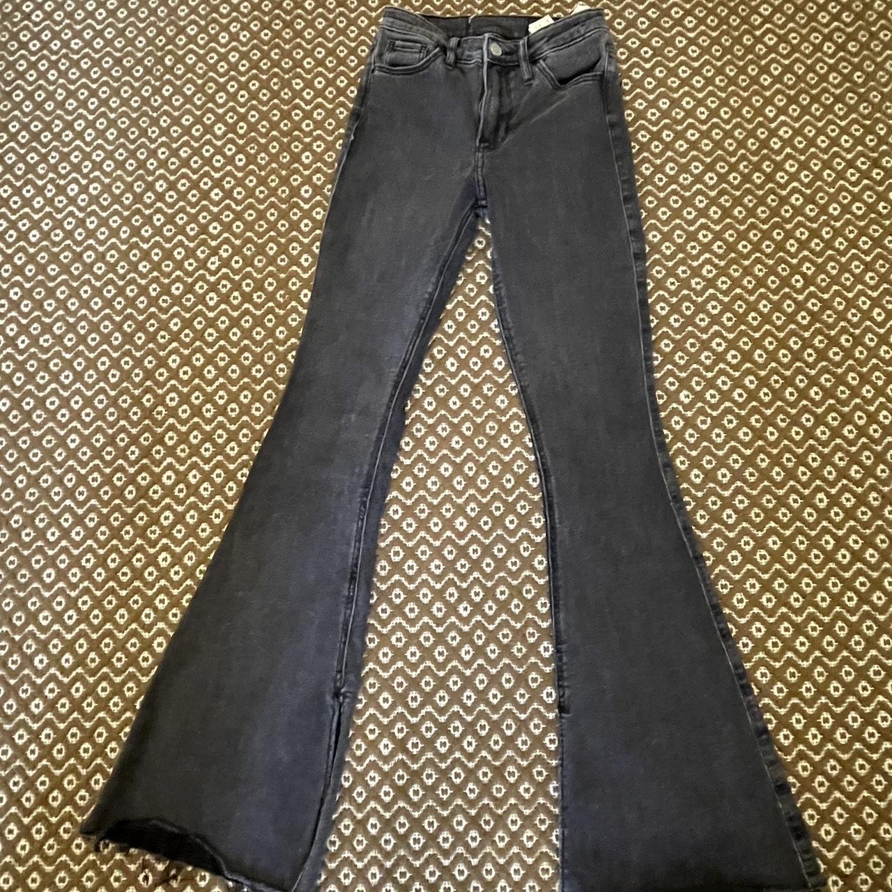 Hollister grey flared jeans Slits on inside as shown - Depop