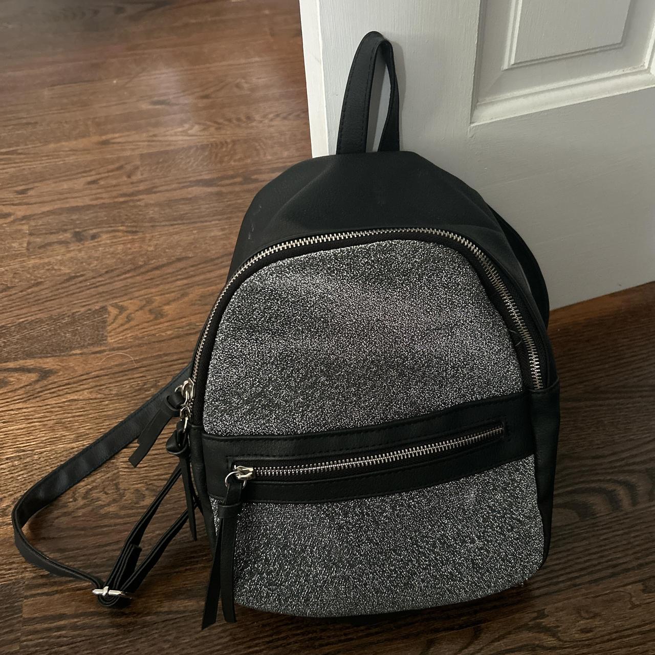 Black glitter mini backpack best sale