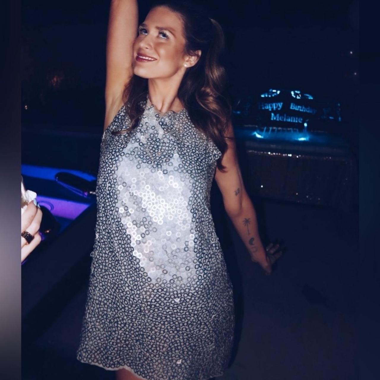 Alice and Olivia Silver Sequin Mini