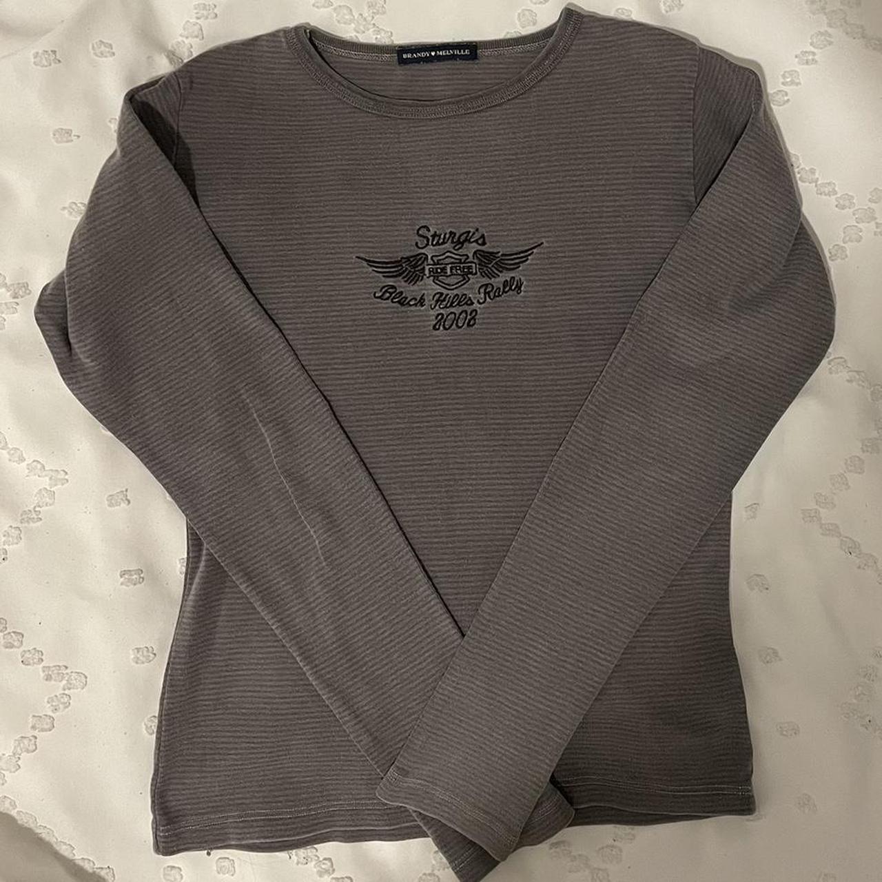 brandy grey striped long sleeve shirt great... Depop