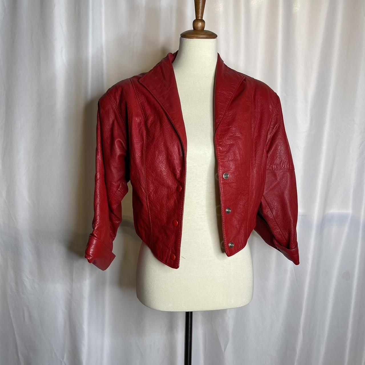 80s red leather on sale jacket