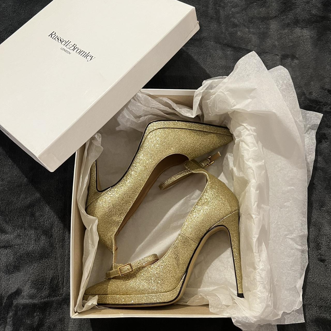 Russell Bromley Gold Glitter High Heel Shoes with. Depop