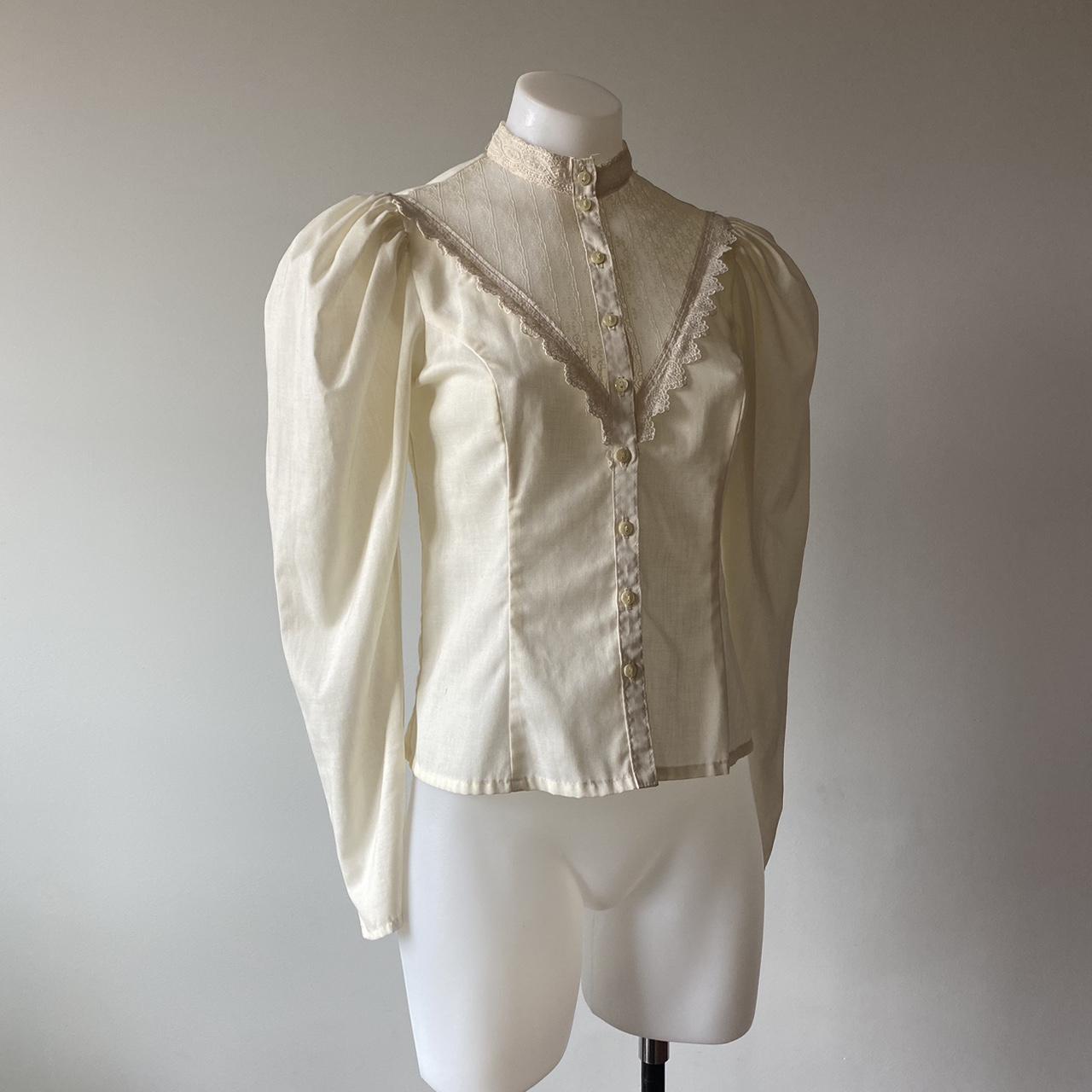 1970’s Victorian inspired Gunne Sax cotton blouse,... - Depop