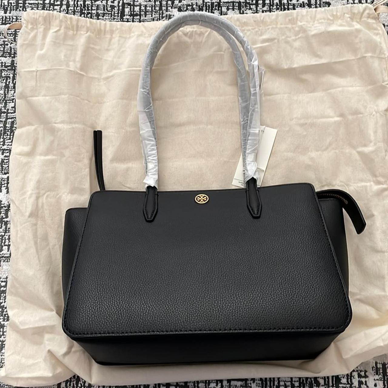 Tory Burch Robinson Small Leather Tote In Black