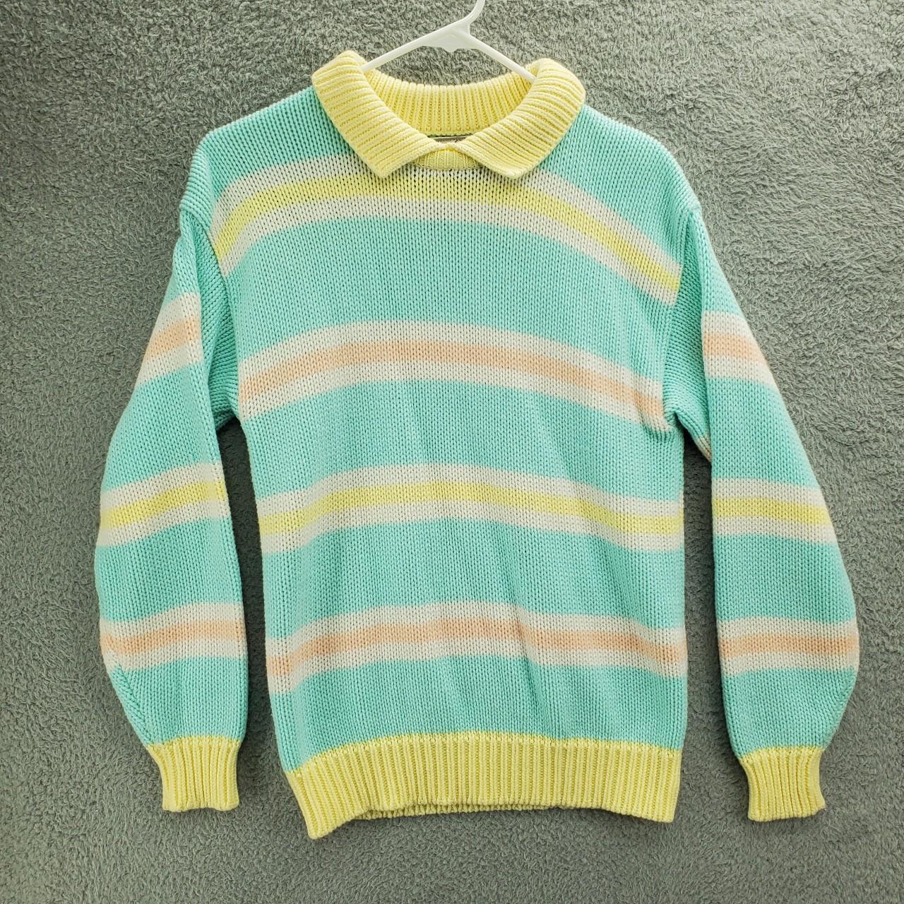 Vintage Helium Knit Sweater Pastel Womens 90s Blue... - Depop