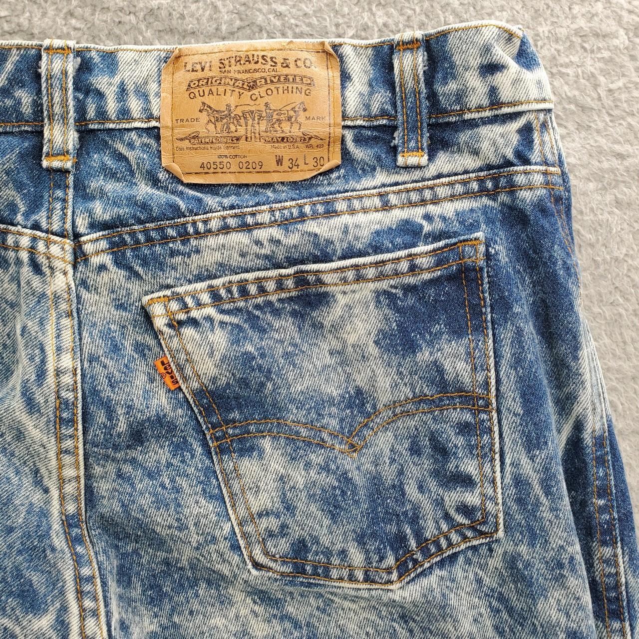 Vintage Levi's 550 Acid Wash Jeans USA Made Orange... - Depop