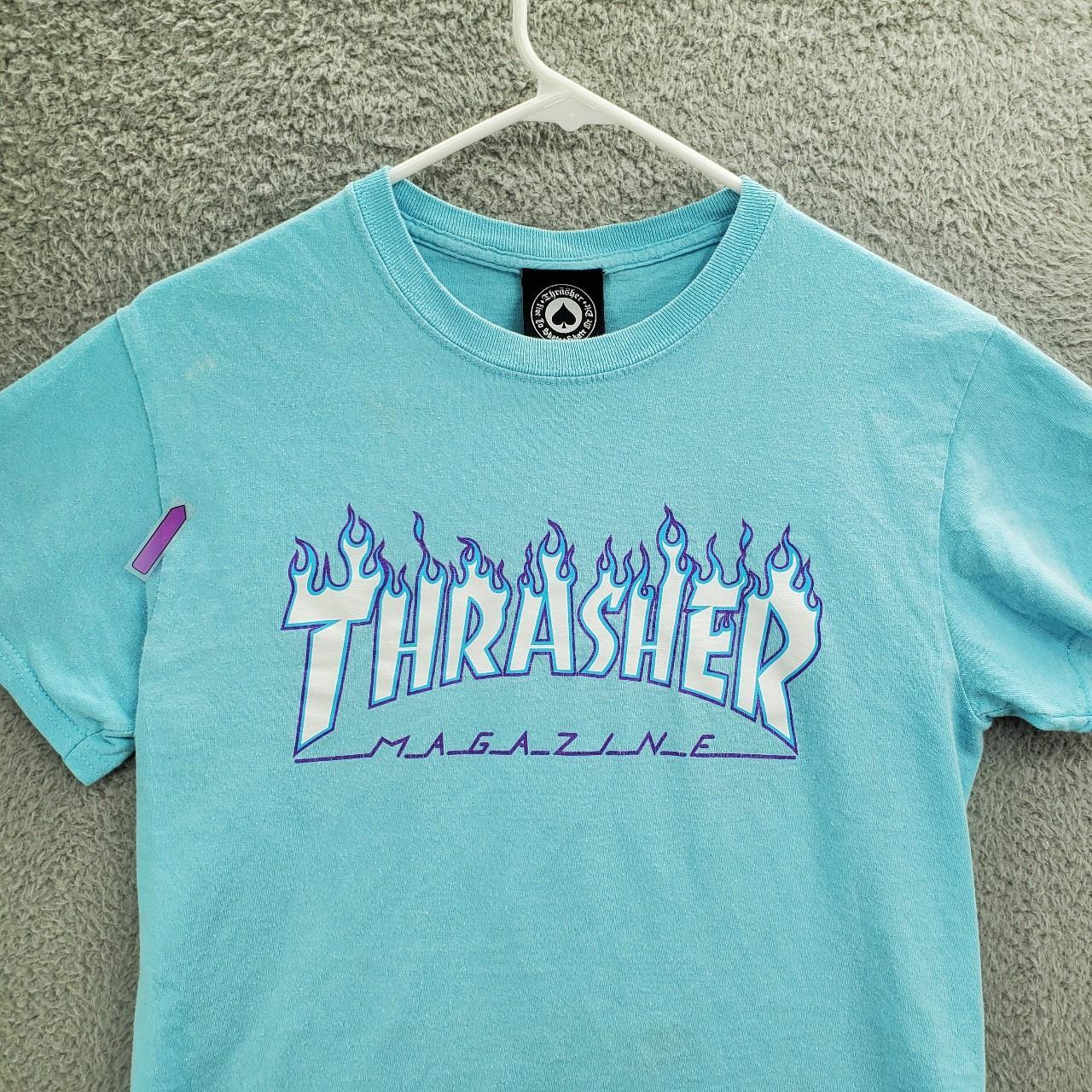 Thrasher Magazine T Shirt Womens Size Small Blue... - Depop